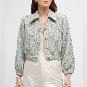 L'Agence Bridges Cropped Metallic Tweed Jacket